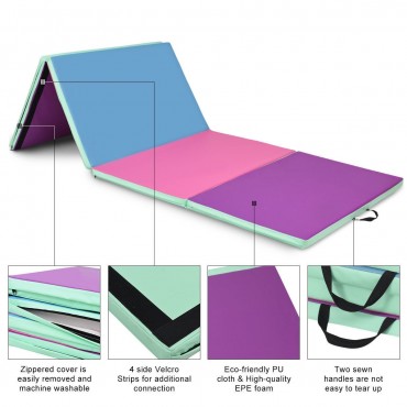 4 Ft. x 8 Ft. x 2 in. Portable Gymnastics Mat Folding Exercise Mat