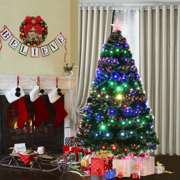 6 Ft. Multicolor LED Fiber Optic Artificial Christmas Tree