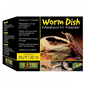 Exo-Terra Worm Dish - Meal worm Feeder - 5 in. L x 5 in. W x 6.1 in. H