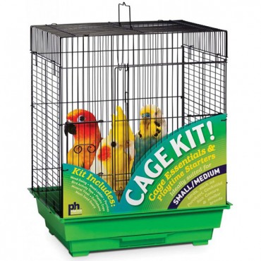 Prevue Square Top Bird Cage Kit - Green - Medium - 1 Pack - 18 in. L x 14 in. W x 22 in. H
