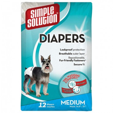 Simple Solution Diapers  - Medium - 12 Count - Waist 16.5 in. - 21 in.