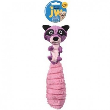 JW Pet Crackle Heads Plush Dog Toy - Ricky Raccoon - Medium - 12 in. Long - 4 Pieces
