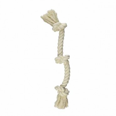 Flossy Chews 3 Knot Tug Toy Rope for Dogs - White - Medium - 20 in. Long - 4 Pieces