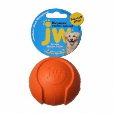 JW Pet iSqueak Bouncing Baseball Rubber Dog Toy - Medium - 3 in. Diameter - 4 Pieces