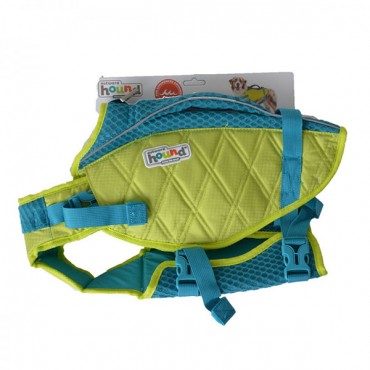 Outward Hound Standley Sport Life Jacket for Dogs - Green and Blue - Medium - 30-55 lbs - 21 in. - 27 in. Girth