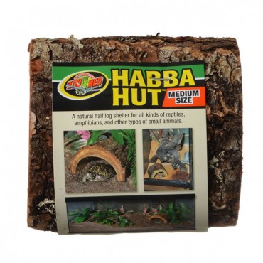Zoo Med Habba Hut Natural Half Log with Bark Shelter - Medium - 5 in. L x 4.75 in. W x 2.75 in. H