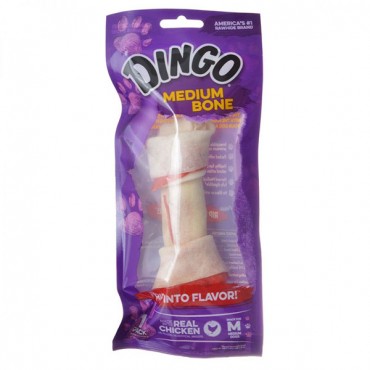 Dingo Meat in the Middle Rawhide Chew Bones - Medium - 6 in. - 1 Pack - 4 Pieces