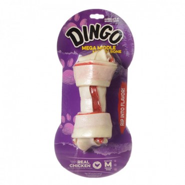 Dingo Double Meat Rawhide and Meat Chew Bone - Medium - 6 in. - 1 Pack - 4 Pieces