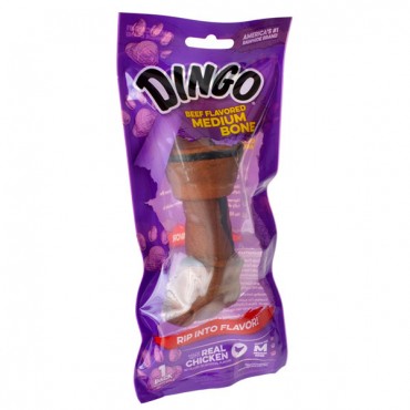 Dingo Beefy Meat and Rawhide Chew Bones - Medium - 6 in. Long - 4 Pieces