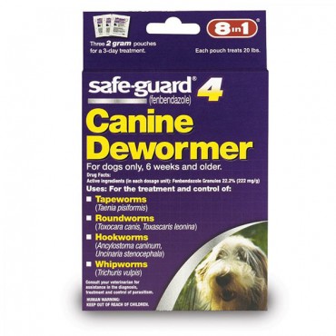 8 in 1 Pet Products Safe-Guard 4 Canine Dewormer - Medium Dog - 3 x 2 Grams