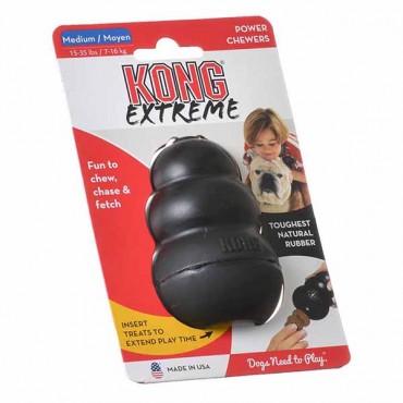 Kong Extreme Kong Dog Toy - Black - Medium - Dogs 15-35 lbs - 3.5 in. Tall x 1 in. Diameter - 2 Pieces
