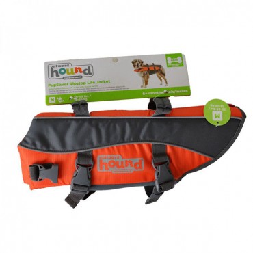 Outward Hound Pet Saver Life Jacket - Orange and Black - Medium - Dogs 20-50 lbs - Girth 22 in. - 29 in.