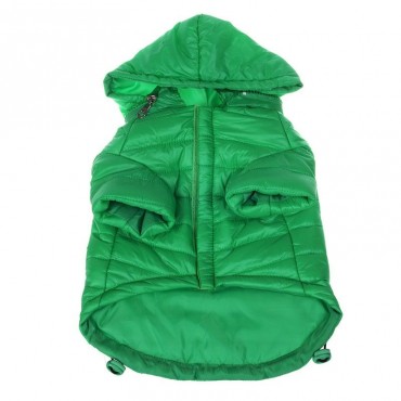 Pet Life Sporty Avalanche Lightweight Dog Coat with Hood - Green - Medium - 14 -16 Neck to Tail