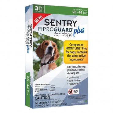 Sentry Fiproguard Plus IGR for Dogs and Puppies - Medium - 3 Applications - Dogs 23-44 lbs
