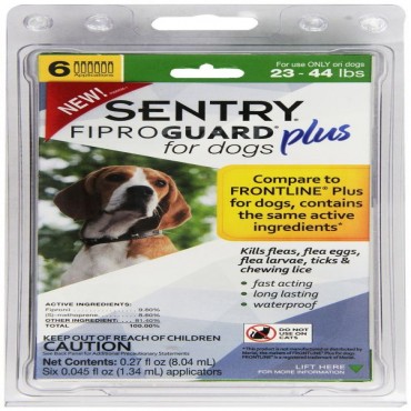 Sentry Fiproguard Plus IGR for Dogs and Puppies - Medium - 6 Applications - Dogs 23-44 lbs