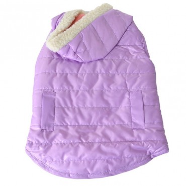 Lookin Good Reversible Puffy Dog Coat - Lilac - Medium - Fits 14 -19 Neck to Tail