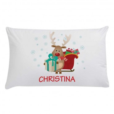 Custom Reindeer Kids Christmas Pillowcase
