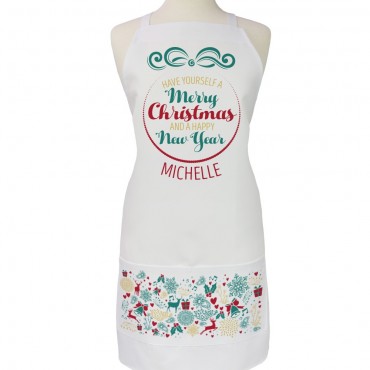 Merry Christmas And A Happy New Year Apron Customized