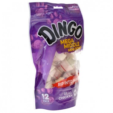 Dingo Double Meat Rawhide and Meat Chew Bone - Mini - 2.5 in. - 12 Pack - 2 Pieces