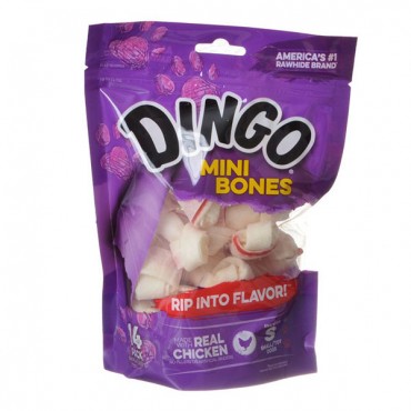 Dingo Meat in the Middle Rawhide Chew Bones - Mini - 2.5 in. - 14 Pack - 2 Pieces