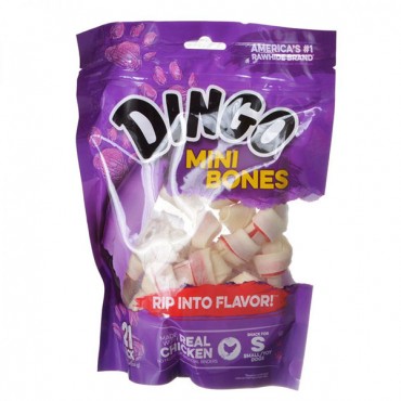 Dingo Meat in the Middle Rawhide Chew Bones - Mini - 2.5 in. - 21 Pack