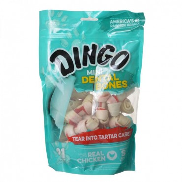 Dingo Dental Bone Chicken and Rawhide Dental Chew - Mini - 2.5 in. - 21 Pack
