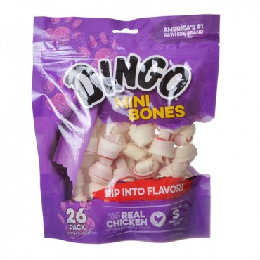 Dingo Meat in the Middle Rawhide Chew Bones - Mini - 2.5 in. - 26 Pack