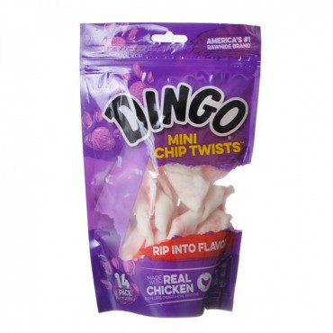 Dingo Chip Twists Meat & Rawhide Chew - Mini - 3.25 in. - 14 Pack - 4 Pieces
