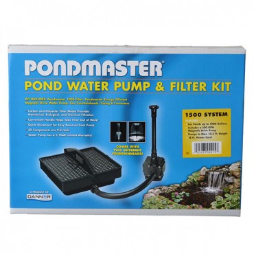 Pond master Garden Pond Filter System Kit - Model 1500 - 500 GPH - Up to 1,000 Gallons