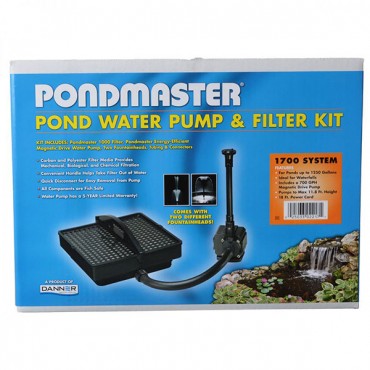 Pond master Garden Pond Filter System Kit - Model 1700 - 700 GPH - Up to 1,400 Gallons