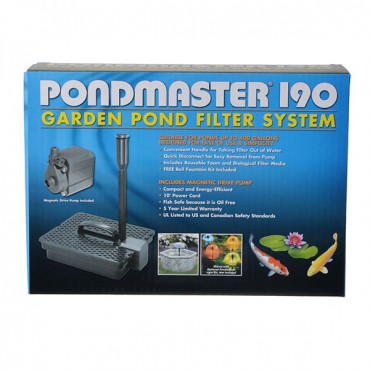 Pond master Garden Pond Filter System Kit - Model 190 - 190 GPH - Up to 400 Gallons