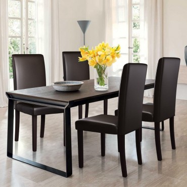 Set Of 4 Urban Style PU Leather Dining Side Chairs