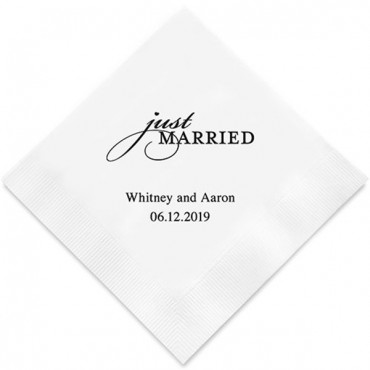 Just Married Printed Paper Napkins