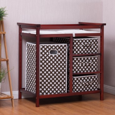 2 Colors Baby Diaper Storage Changing Table W / 3 Baskets