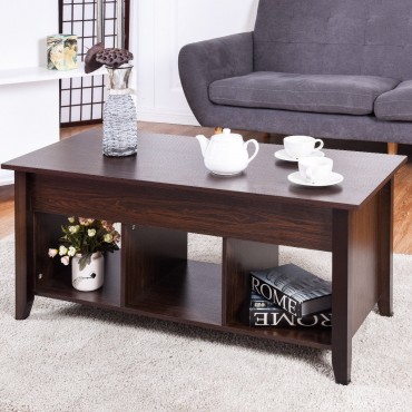 Lift Top Coffee Table With Hidden Compartment Storage Shelf