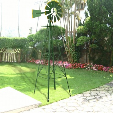 8 Ft. Tall Garden Ornamental Windmill - Green