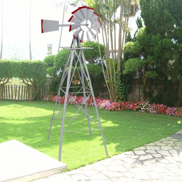 8 Ft. Tall Garden Ornamental Windmill - Gray