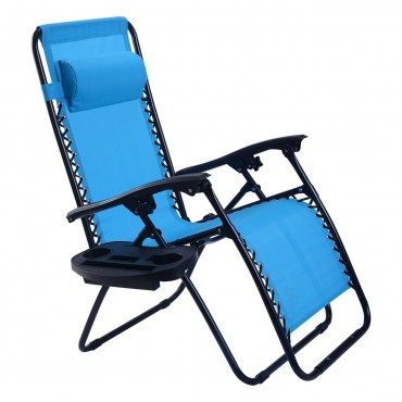 2 Pcs Folding Lounge Chair With Zero Gravity