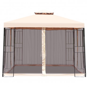 10 x 10 Ft. 2 Tier Vented Metal Gazebo Canopy With Mosquito Netting
