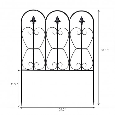 Folding Decorative Garden Fence With 5 Coated Metal Panels