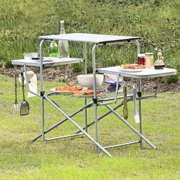 Foldable Camping Outdoor Kitchen Grilling Stand BBQ Table