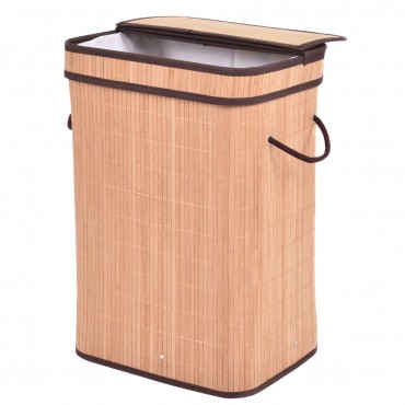 Rectangular Bamboo Laundry Hamper Basket With Lid