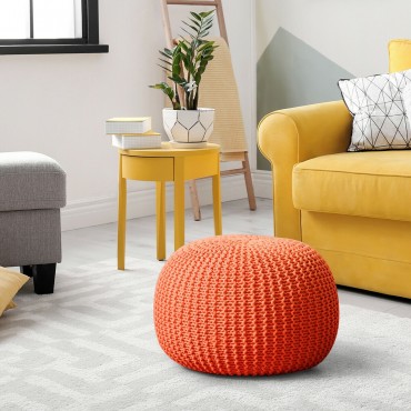 100 Percent Cotton Hand Knitted Pouf Floor Seating Ottoman