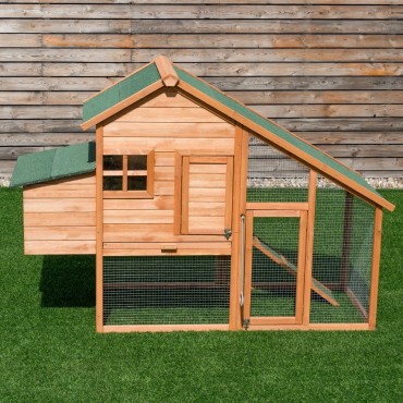 67 In. Outdoor Rabbit Hutch Chicken Coops Cage with Ladder
