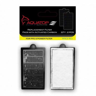 Aqua top Replacement Filter Pads with Activated Carbon - Pads for PFE - 3 Power Filter - 2 Pack - 4 Pieces
