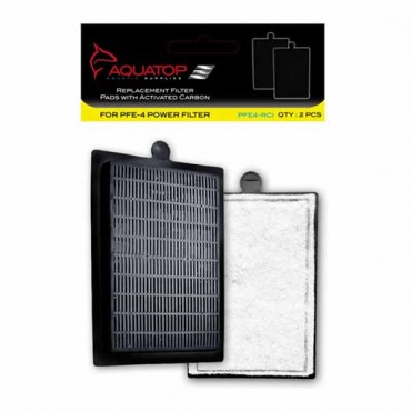 Aqua top Replacement Filter Pads with Activated Carbon - Pads for PFE - 4 Power Filter - 2 Pack - 4 Pieces
