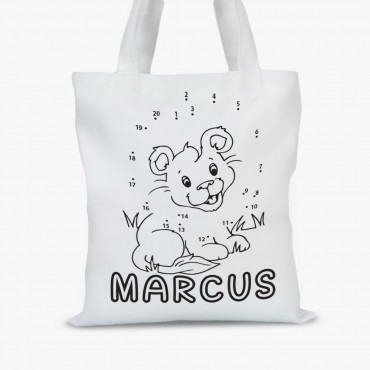 Personalized Add Color Kids Lion Tote Bag