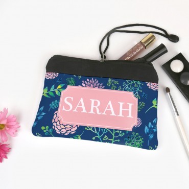 Personalized Blue Garden Design Cosmetic Bag