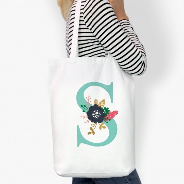 Personalized Initial Custom Cotton Tote Bag
