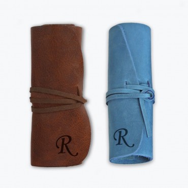 Personalized Initial Genuine Leather Jewelry Roll